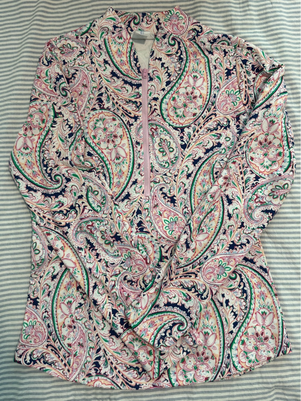 Sigrid Olsen Multicolor Paisley Top with Pink, Navy & Green Accents